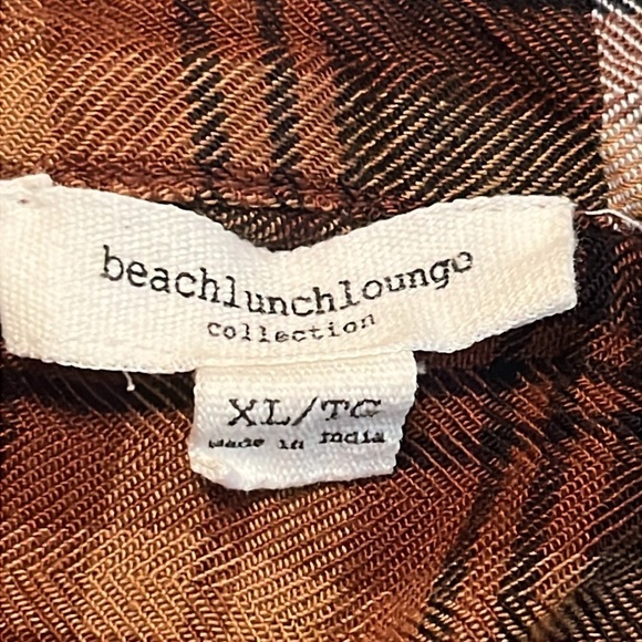 beachlunchlounge Elliot Shirt - Bon Bon Brown Black Plaid Size XL - Picture 10 of 12